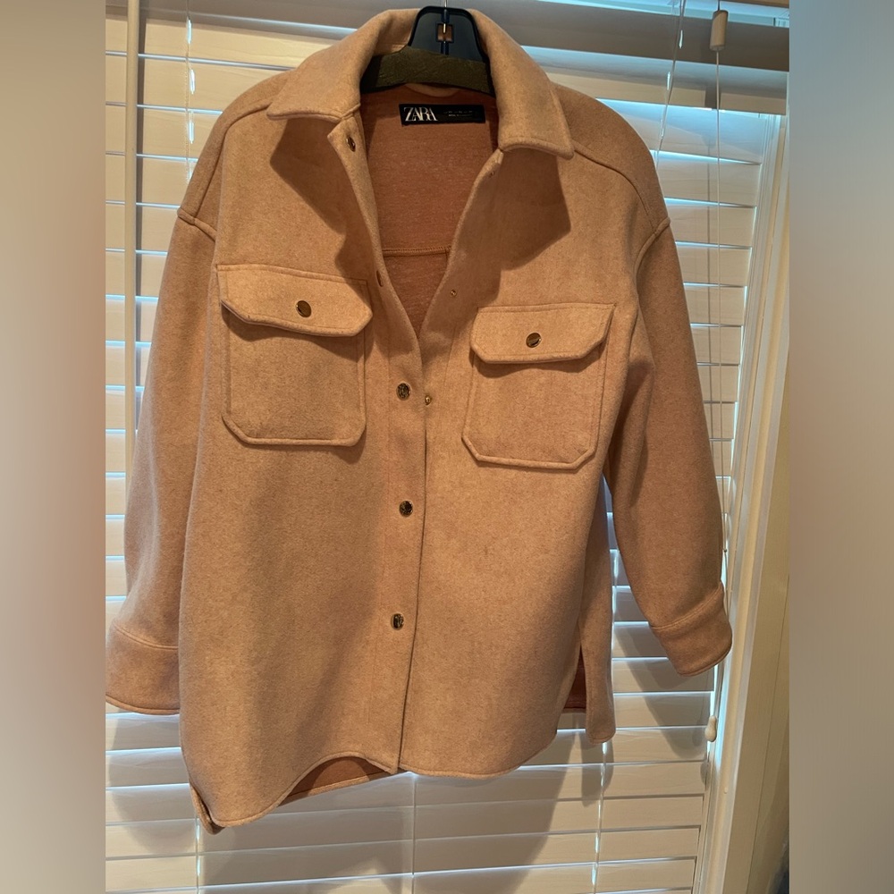 Zara blush pink wool shacket
